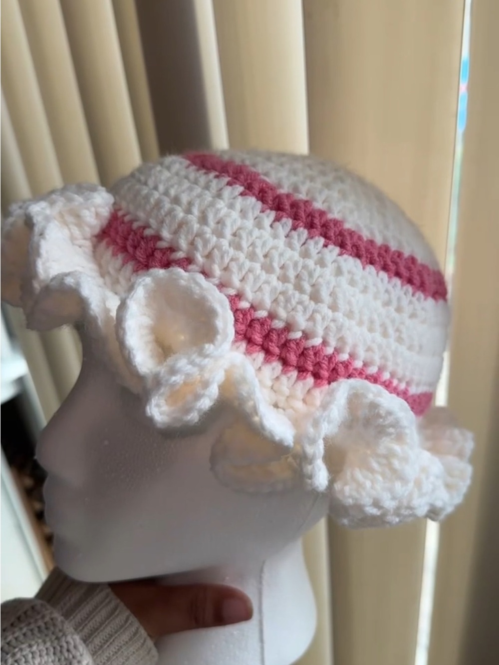 Crochet Ruffle Sun Hat - Women's Cute Summer Accessory